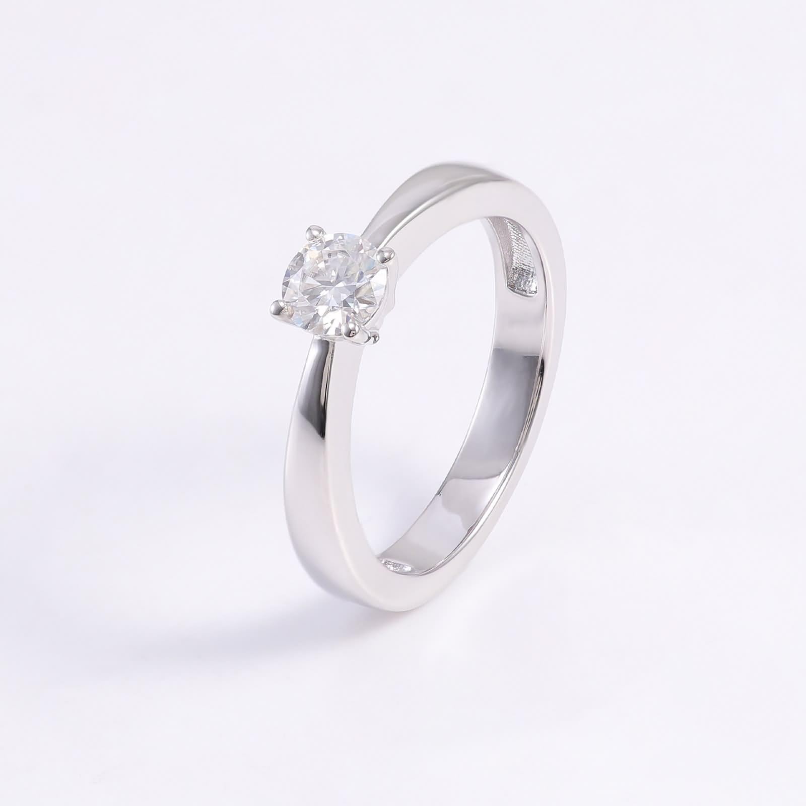 Anello di fidanzamento da donna, anello di fidanzamento da donna, in oro bianco, con moissanite quadrata