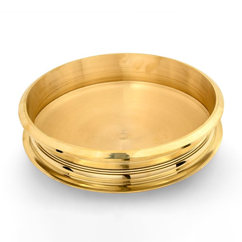 Image of Kerala Crafts Authentic 5 Inch or 12.7 CM Pure Brass Metal Cooking Urli kadai Bowl Pot| Traditional Daily Use Cookware Utensil Temple Uruli Rice Wheat Lunch Dinner Sacred Hindu Festival Home Decor