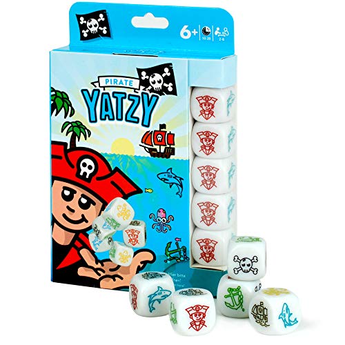 Preisvergleich Produktbild Scherzboutique YATZY - Pirate / mit einfachen BILDWÜRFELN für kleine Spieleinsteiger / REISESPIEL Spielblock & Packung im Reise-Format / Spiele-Klassiker in der Piraten-Version Grundschüler