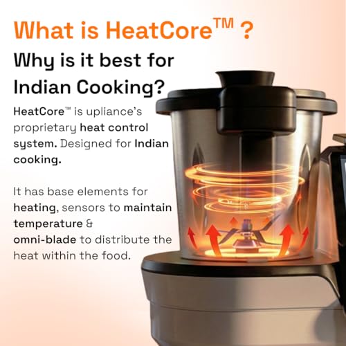 Image of Upliance 1.0 Smart Cooking Assistant | 6 Lakh+ Meals Cooked | HeatCore Tech built for Indian Cooking | Multicooker with Omni-blade | 8 inch Touchscreen with 750+ Guided Recipes| 9 Indian Languages