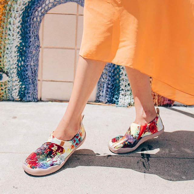 Image of UIN Women's Slip On Shoes Colorful Comfortable Lightweight Art Travel Sneakers Casual Floral Stylish Everyday Loafers