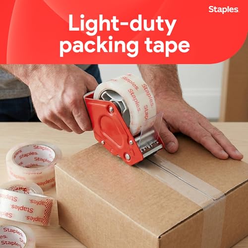 Image of Staples Lightweight Moving & Storage Packing Tape, 1.88x54.6 Yds, 6-Pk | For sealing boxes for moving, storage, and everyday shipping needs.