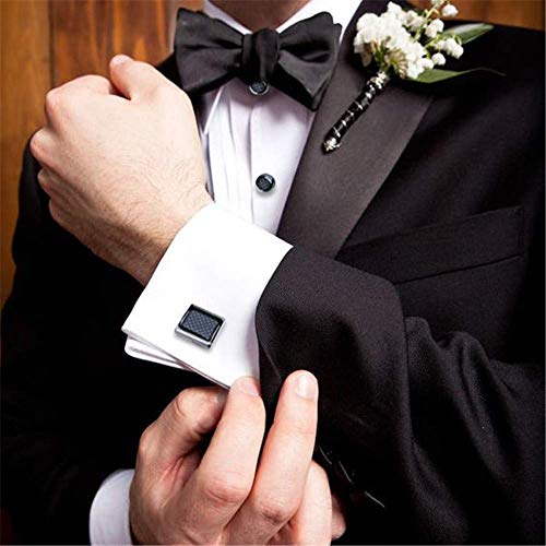 Mens Cufflinks And Tuxedo Studs Set In Gift Box (Carbon Fiber), Jewelry Or Accessories In Gold Silver Black Tone, Matching With Shirts Vest And Bow Tie, Suitable For Birthday Wedding Anniversary #TOP1