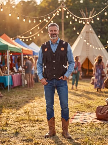 Image of Men's Western Suede Leather Vest