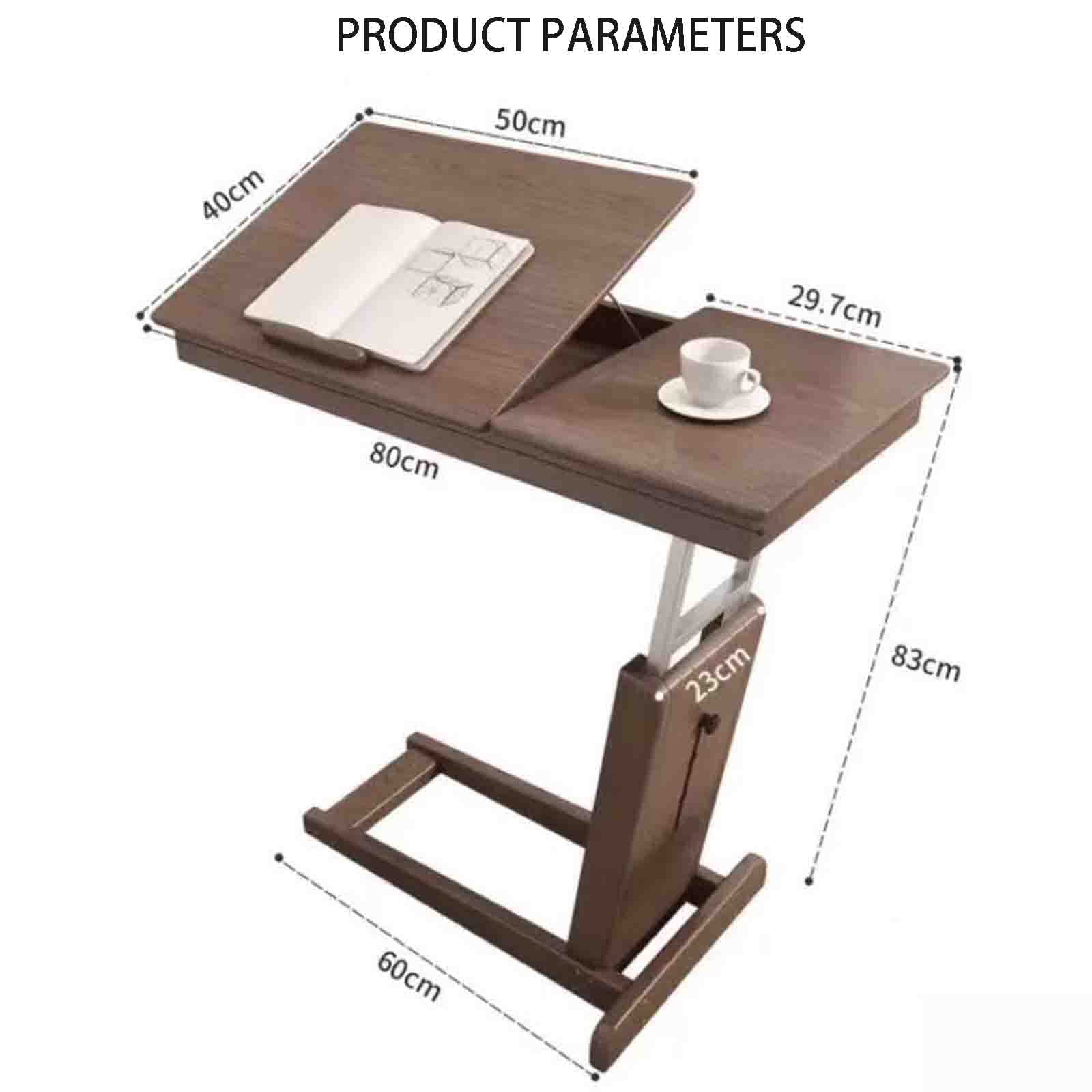 Mesa de Cama con Ruedas,Mesita de Noche,Mesa para computadora portátil de Madera Maciza,Escritorio Plegable para Cama elevadora móvil,Uso médico hospitalario y doméstico (Brown)