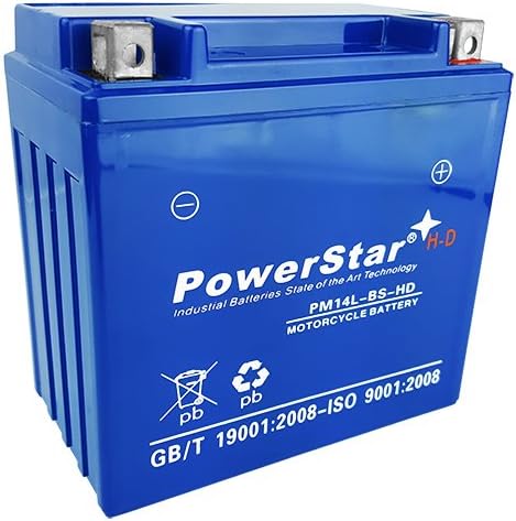 PowerStar YTX14L-BS Heavy Duty Battery for Harley XL883R Sportser 883 Roadster