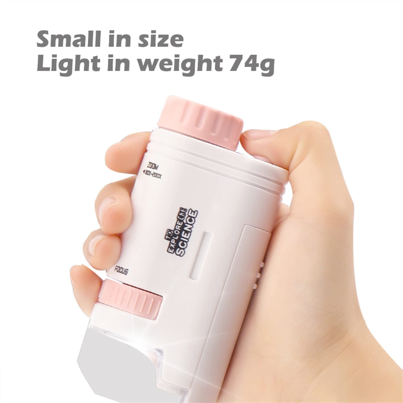 Przenośny mikroskop LED dla dzieci 200X mini z podstawą i oświetleniem lupa studencka narzędzie naukowe(Green)