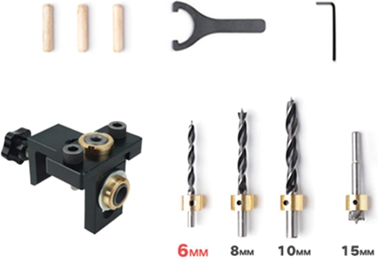 Doweling Jig 8/10/15mm Pocket Hole Jig Set With Positioning Clip Adjustable Hole Drill Guide Puncher Locator