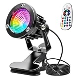 Spot LED à pince avec télécommande, interrupteur de prise, IP65, étanche pour l'intérieur et l'extérieur, plusieurs couleurs, spot LED de 6 W avec câble de 1,8 m pour extérieur/cour/pelouse