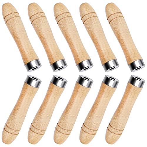Mango de lima de madera de 10 piezas, mango de lima de seguridad para mango, herramienta de corte de lima de repuesto, artesanía, 11 cm de longitud (orificio de 6 mm) Cover
