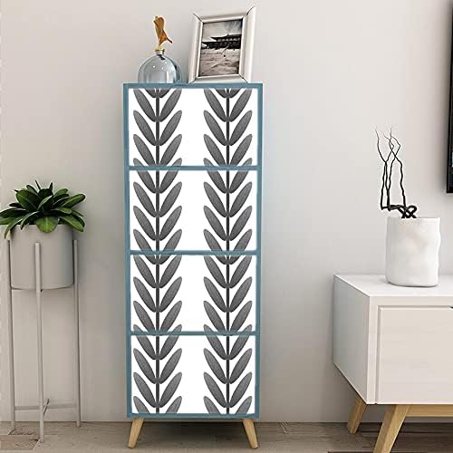 Leaf Wallpaper Self-adhesive Black/White Leaves Peel and Stick 11.7in X 78.7in Sticky Back Plastic Vinyl Film Roll Furniture Sticker for Walls Doors Contact Paper Waterproof Countertop Decoration Room