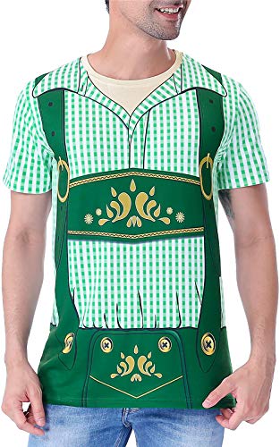 Funny Word Men's Bavarian Oktoberfest Costume T-Shirts, Large, Green