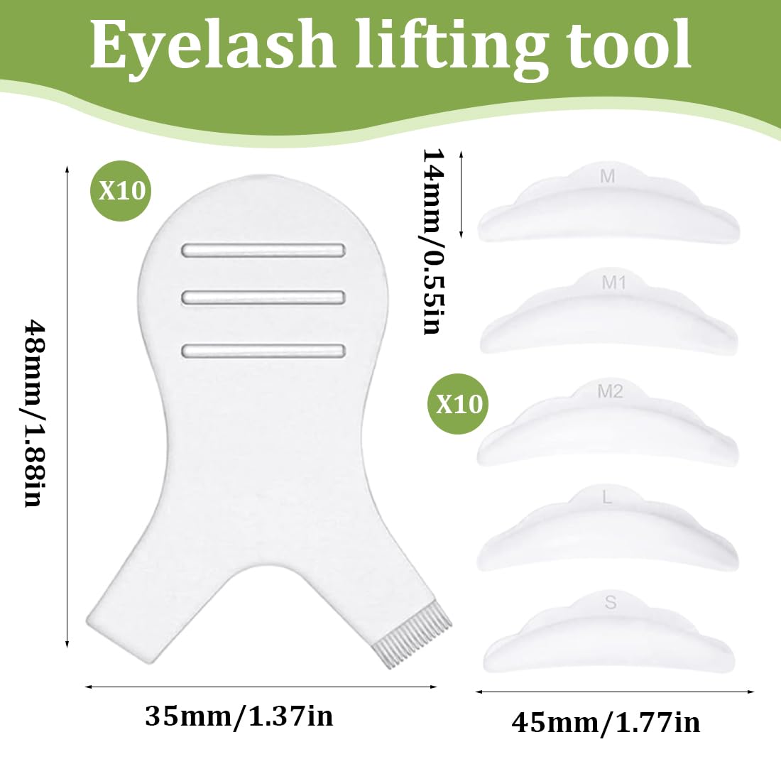 10 Piezas Y Forma Cepillo de Pestañas, Y Brush para lifting de pestañas, aplicador permanente de pestañas, herramienta para lifting de pestañas, Levantar Pestañas Separador de Levantamiento