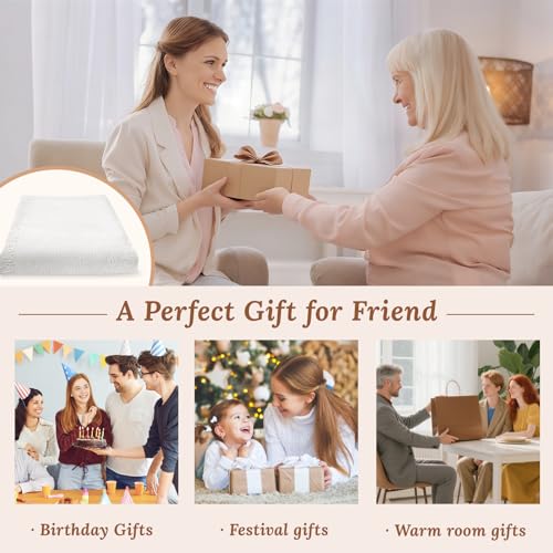 102 x 71 Extra Large White Outdoor Picnic Blanket, Woven Cotton Yarn Oversize Portable Blanket with Fringe for Camping, Lawn or Wedding Photoshoot. Indoor Bohemia Decorations, Machine Washable - Thumbnail 7