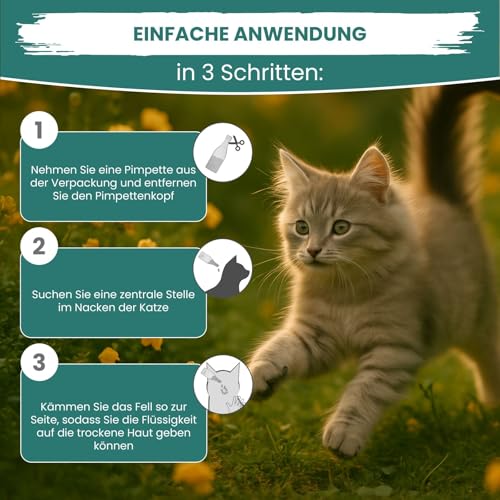MC-Royal® Spot On Natürlicher Zeckenschutz für Katzen [6 Monate effektiver Schutz vor Zecken] Zeckenmittel für Katzen - Repellent gegen Zecken, Sofortschutz