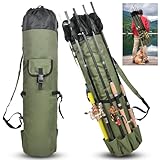 OROOTL Fishing Rod Bag Durable Canvas Fishing Pole Bag Fishing Rod and Reel Organizer Bag Fishing Tackle Backpack with Rod Holder Fishing Pole Case for Men Fishing Gifts