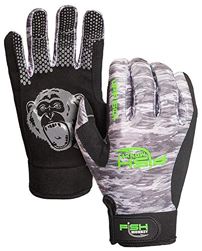 Fish Monkey FM22-GREYWTRCAM-M Free Style Custom Fit Glove Grey Water Camo M
