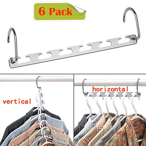 CBTONE 6 Pack Closet Space Saving Hangers, Multi-Purpose Metal Magic Hangers Cascading Hanger