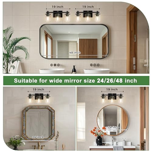 Image of DORESshop Bathroom Vanity Light Fixture Over Mirror 20 Inch Matte Black
