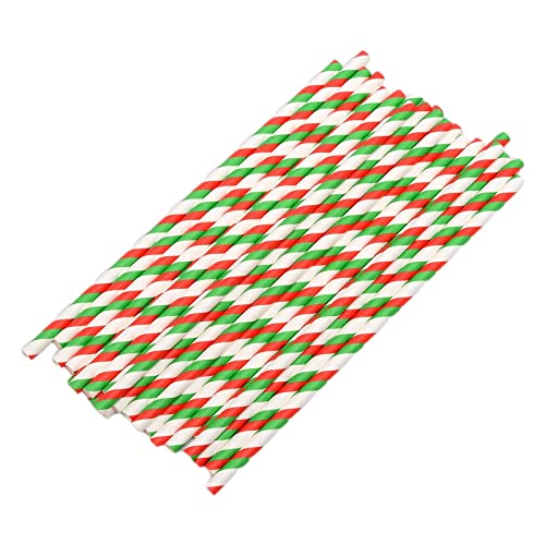 jojomis 25Pcs Disposable Christmas Paper Straws Party Favors Drink Tube for Wedding Restaurants - A