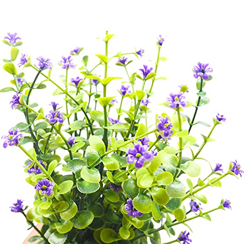 Svenee Artificial Mini Potted Plants Fake Plastic Milan Flower For Farmhouse Living Room Bathroom Office Desk Shelf Home Greenery Decoration (Purple) #TOP1