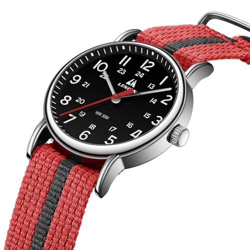 Image of LN LENQIN Mens Watches Unisex Military Sport Nylon Strap Stylish Luminous Fashion Analog Quartz Watch for Men Waterproof Army Tactical Casual Wristwatch