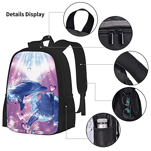 Dolphins in Love Print Rugzak voor jongens Tieners Boekentas Reizen Dagrugzak, Lunch Bag en Pencil Case combinatie - Afbeelding 6