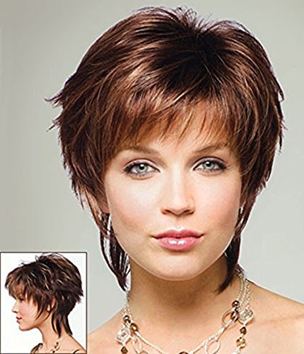 HI GIRL Trendy Copper Chestnut Brown Short Straight Women's Hair Wigs