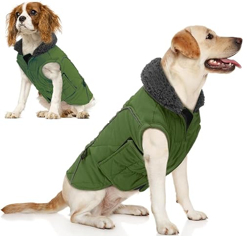 EMUST - Abrigos de invierno para perro, ropa para clima frío, estilo británico, chaqueta de perro caliente a prueba de viento para perros pequeños