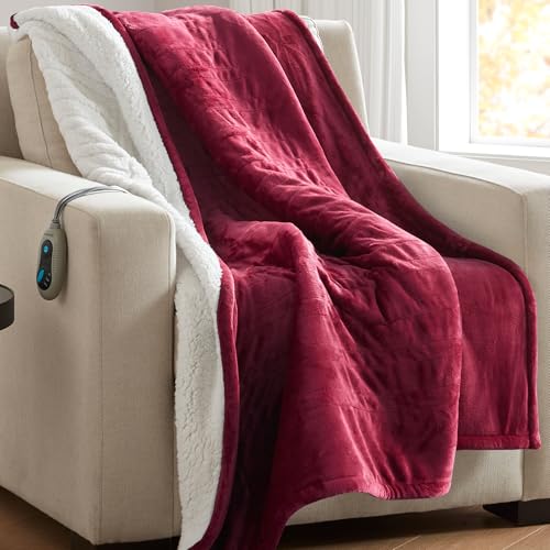 Beautyrest Heated Blanket, Eletric Throw Blanket, Soft, Warm, Reversible Plush