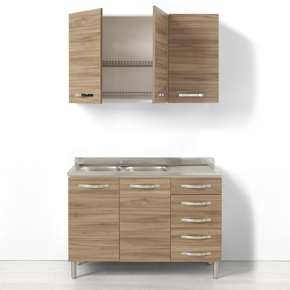 REDÒKASA Pensile Colapiatti per cucina componibile da 80 cm con 2 ante linea MAKA, realizzata in legno 100% MADE IN ITALY (Noce)