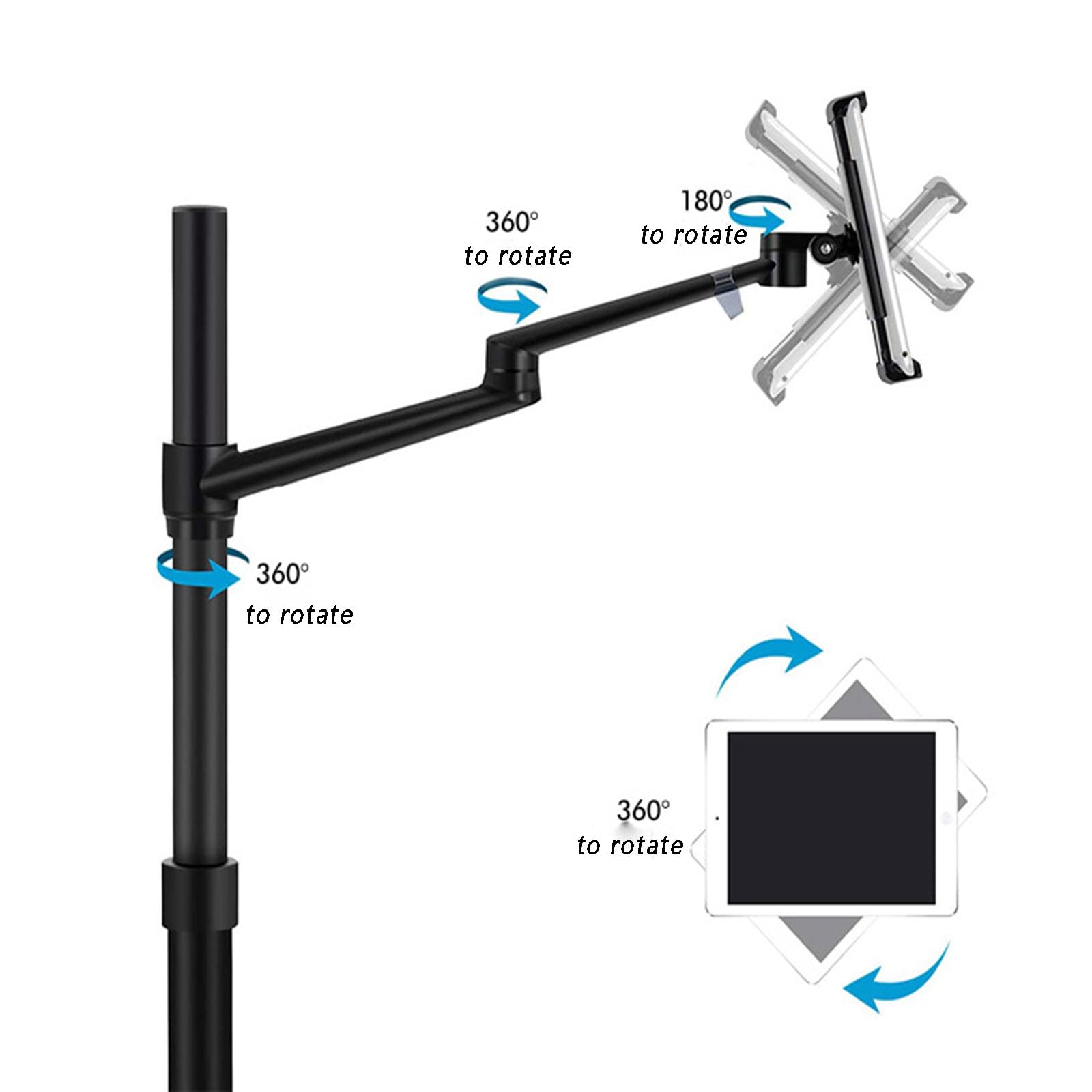 Selfie Live Stand Anello Luminoso a LED Regolabile in Altezza con Supporto per Microfono per Tablet del Telefono Adatto per videoconferenze dal Vivo