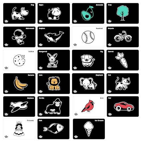 Image of Happy Start High Contrast Vision Cards: Easy to Clean - Water-Resistant - Hospital Approved - Diaper Bag Ready - Newborn Toy - Tummy Time Toys - Black and White Baby Toys - Ages 0+ (English)