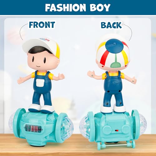 Image of Orange Bear Musical Dancing Boy Doll Toy for Kids (1 Year Warranty) - Light & Sound Activity Toy for Toddlers | 360 Rotating Bump & Go Action Toy for Boys & Girls | Educational Crawling Toy