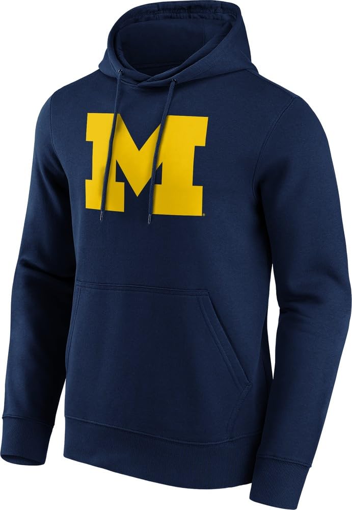 Fanatics Unisex Navy College Football Michigan Wolverines Hoodie Sweatshirt Primary Logo L