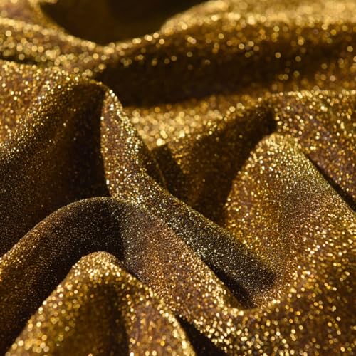 Hermosa tela brillante con purpurina perfecta para costura, accesorios y más (dorado)