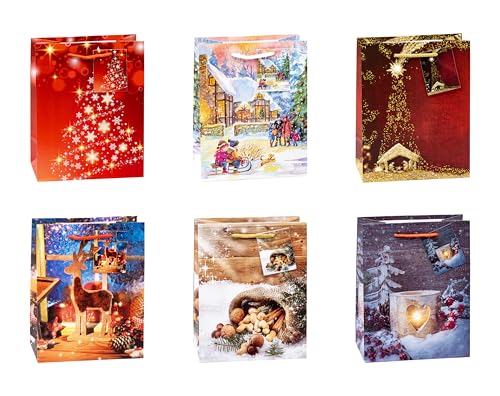 TSI Geschenktüten WEIHNACHTEN SERIE 10, 12er Packung, Größe: Mittel...