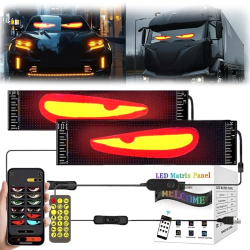 Led Augen Auto LKW: Teufelsaugen Frontscheibe Heckscheibe Wasserdicht Smart DIY Programmierbare USB Led Display Ultradünnes Flexibles Dynamic Soft Screen Matrix Panel (2 stück 9 2x37 4 cm)