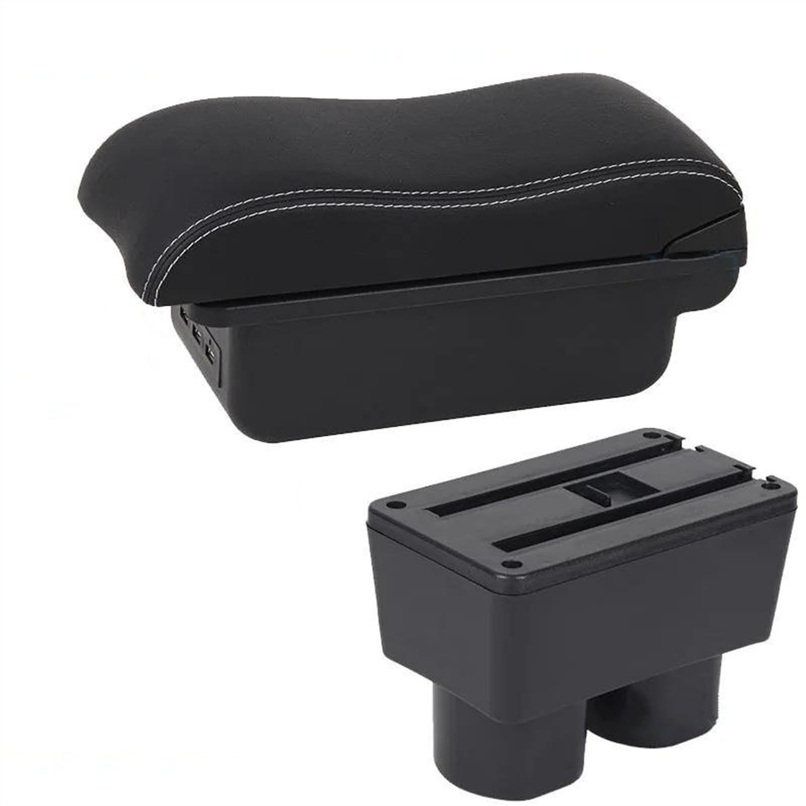 NMJLQW Storage Rack Car Armrest Box Interior Center Storage Box Car Accessories For Tiida C11 For Sylphy For Versa For Tiida For Latio(B3 Black white 3USB)
