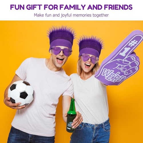 Image of Purple Spirit Wear Accessories, Wigs and Heart Glasses for Crazy Hair Day Team Color War Fun Halloween Costume Outfit