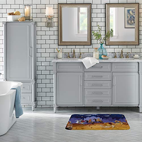 Tapis de bain antidérapant Ruchen absorbant en velours corail 91x61 cm