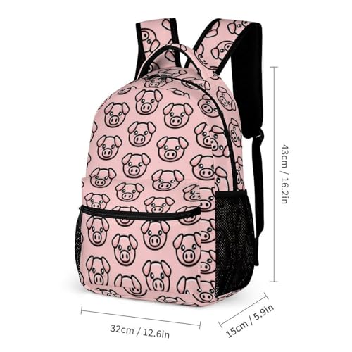 Pig Backpack with Lunch Box & Pencil Case, 16 Inch Cute Pig Bookbag for Kids Girls Boys School, School Backpack for Students Children, Lightweight, Large Capacity2