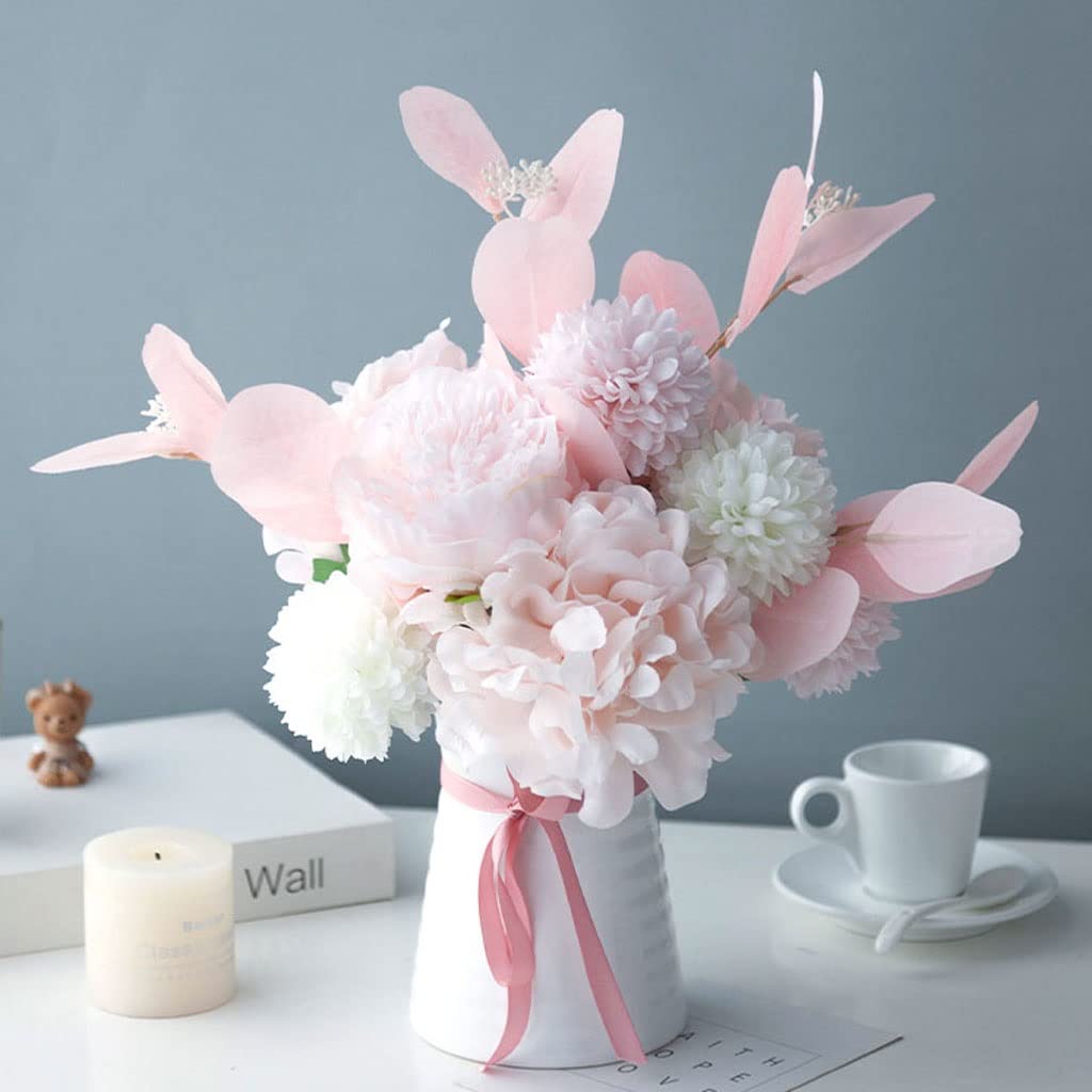 Künstliche Blumen Nordic Künstliche Seide Blumen Braut Hochzeit Rosa Bouquet Vase Set Home Party Zimmer Tischdekoration Pflanze Gefälschte Blume Künstliche Blumen wie Echt