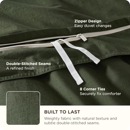 Image of Bedsure PureWoven 100% Cotton Slub Weave Duvet Cover Set, Queen Set, 3-PC