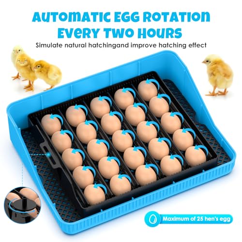 25 Egg Incubator Digital Poultry Hatcher Machine with Automatic Egg Turning, incubators for Hatching Eggs, Temperature & Humidity Control, LED Screen, General Purpose Incubator - Image 6