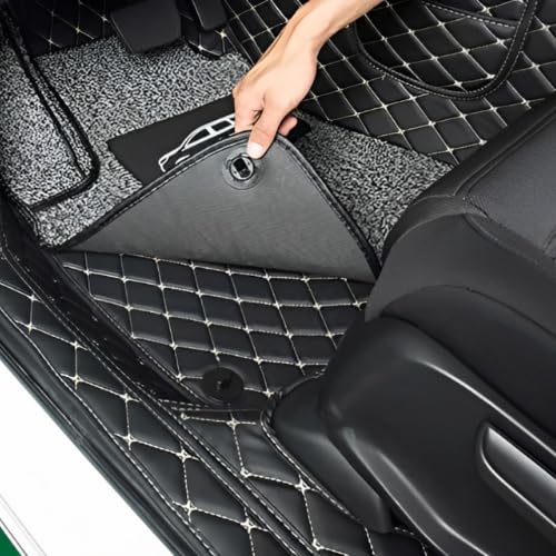Image of CAPEDELL Premium 7D car Floor Mats (Wagon R New, Black with Golden, Faux Leather, 1, Customizable, HE2024)