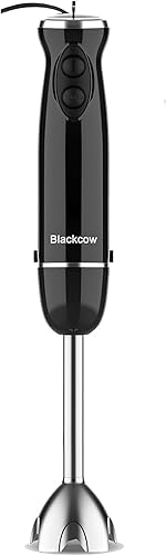 Blackcow Batidora de inmersión de mano, batidora de mano eléctrica de 500 W, batidora de mano eléctrica con 12 velocidades y turbo, licuadora de