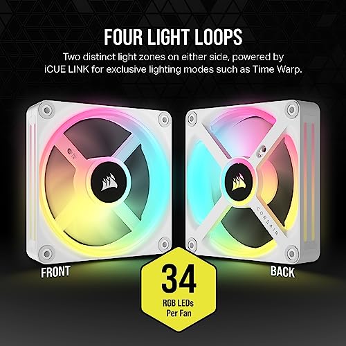 Corsair iCUE LINK QX120 RGB 120mm Magnetic Dome RGB Single Fan - White, Single (120mm) - Image 4