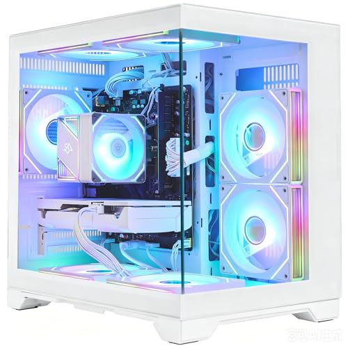 Image of Gaming PC Desktop, AMD Ryzen 5 5500 6-Core 3.6GHz, RX 6500 XT 4GB, 16GB DDR4 RAM, 1TB NVMe SSD, Software-Controlled Lighting, Windows 11, Prebuilt Gaming Computer for 1080p Gaming & Streaming, White