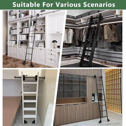 Gleitleiterschienen-Set mit Rollschiene und Bodenrollenrädern für reibungslose Leiterbewegung